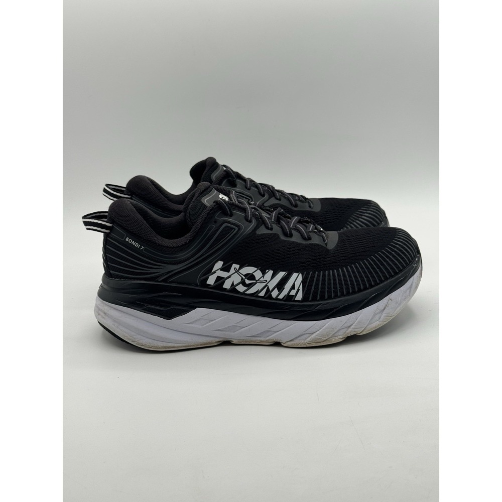 Hoka One One Bondi 7 Women's Running Shoes SZ 8 D Black White 1110531 BWHT WIDE